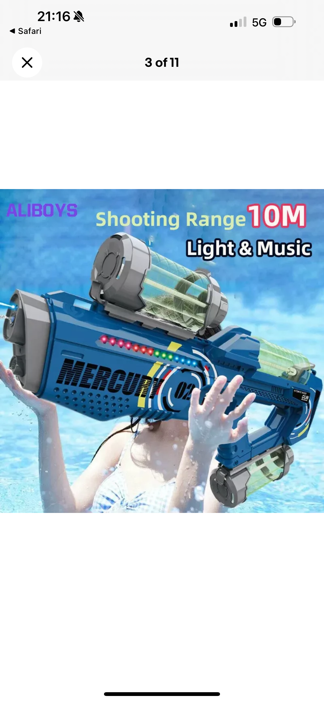 Automatic Summer Electric Water Gun With Light Rechargeable