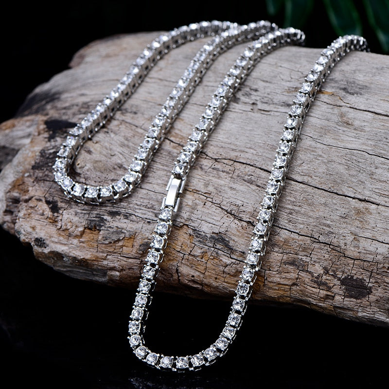 New 4mm Iced out Tennis Bracelet Necklace Men Tennis Chain