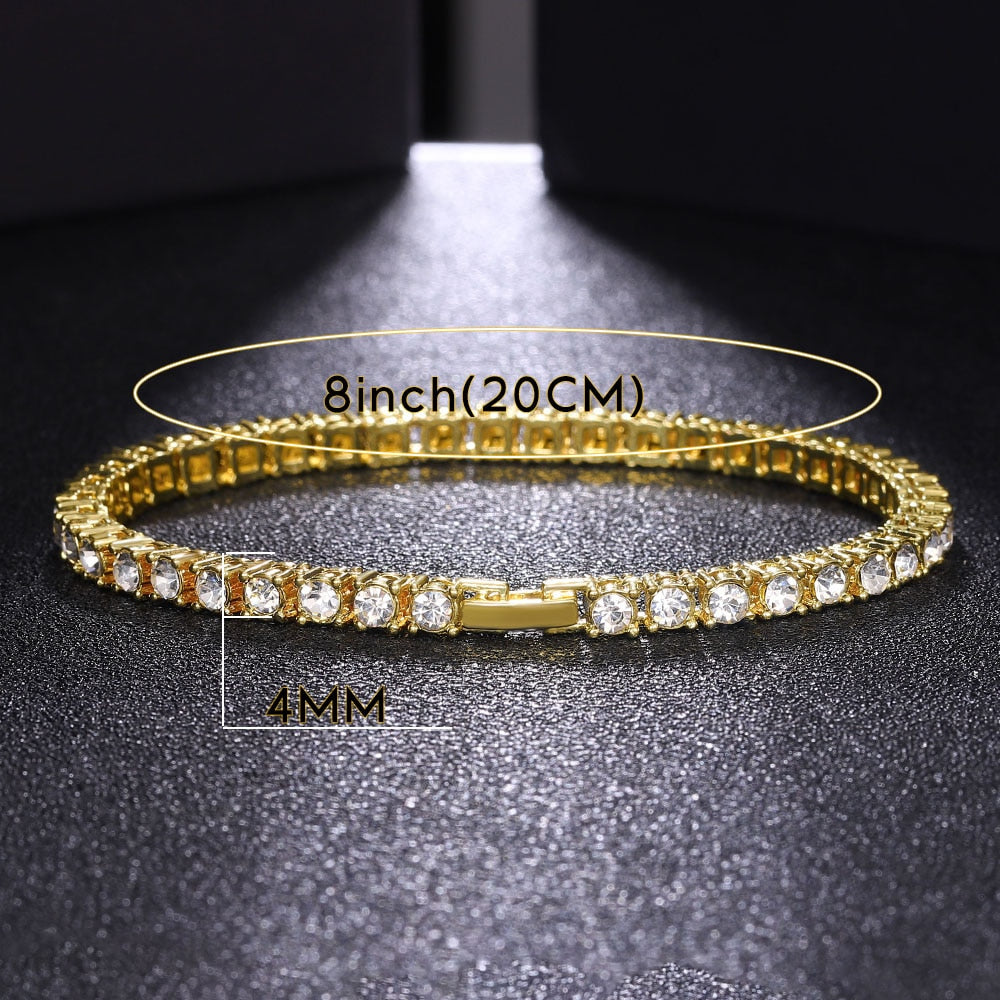 New 4MM Iced Out tennis Bracelet Necklace Men Tennis Chain Fashion Hip-Hop Jewelry Women 16/18/20/24/30inch Choker Chain Gift